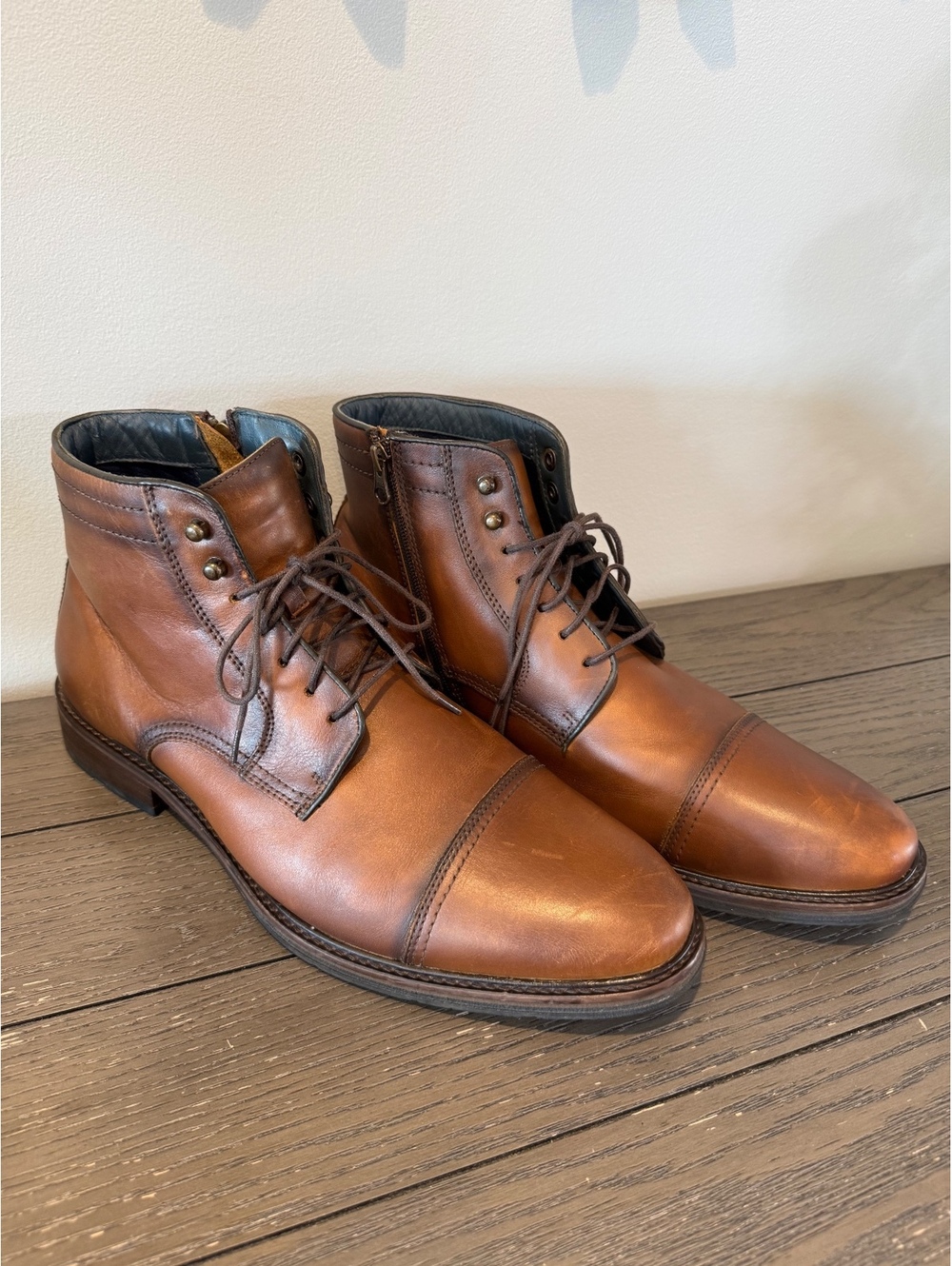 Johnston & Murphy Cap Toe Lace-Up Boots Men's 13